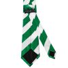 Green and White Striped Classic Men's Football Tie and Pocket Square Set