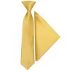 Pre Tied Plain Gold Satin Boys Tie and Pocket Square Set Age 4-7