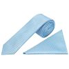 Dusty Blue Textured Skinny Tie and Pocket Square Set