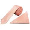 Peach Textured Skinny Tie and Pocket Square Set