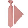 Pre Tied Plain Rose Gold Satin Boys Tie and Pocket Square Set Age 4-7