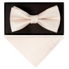 Plain Blush Textured Silk Mens Bow Tie and Pocket Square Set
