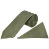 Olive Silk Twill Classic Men's Tie and Pocket Square Set