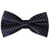 Pre Tied Navy Polka Dot Boys Bow Tie and Pocket Square Set