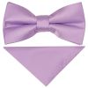 Pre Tied Lilac Satin Boys Bow Tie and Pocket Square Set
