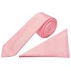 Plain Pink Satin Boys Tie and Pocket Square Set