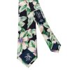 Navy and White Flower Skinny Men's Tie