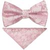 Pre Tied Dusty Pink Floral Boys Bow Tie and Pocket Square Set