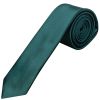 Plain Dark Teal Satin Skinny Men's Tie and Pocket Square Set