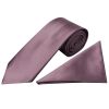 Plain Mauve Satin Classic Men's Tie and Pocket Square Set