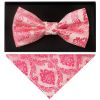 Light Coral Paisley Handmade Mens Bow Tie and Pocket Square Set