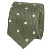 Olive Large White Spot Skinny Men's Tie