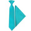 Pre Tied Turquoise Satin Boys Tie and Pocket Square Set Age 4-7