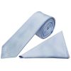 Plain Dusty Blue Boys Satin Skinny Tie and Pocket Square