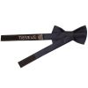 Pre Tied Navy Satin Boys Bow Tie and Pocket Square Set Age 4-7