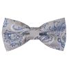 Pre Tied Silver and Blue Paisley Boys Bow Tie and Pocket Square Set Age 4-7