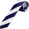 Navy and White Striped Skinny Boys Football Tie and Pocket Square Set