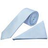 Plain Light Blue Silk Skinny Boys Tie and Pocket Square Set