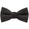 Pre Tied Dark Grey Check Tweed Boys Bow Tie and Pocket Square Set