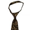Pre Tied Black with Gold Floral Boys Tie Age 4-7