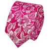 Mens Fuchsia Floral Silk Skinny Tie