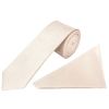 Plain Blush Textured Silk Skinny Boys Tie and Pocket Square Set