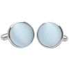 Plain Misty Blue Satin Cufflinks