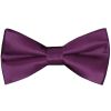 Pre Tied Plum Satin Boys Bow Tie and Pocket Square Set