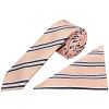 Pink Twin Stripe Skinny Men's Tie and Pocket Square Set