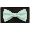 Mint Green Paisley Handmade Mens Bow Tie and Pocket Square Set