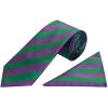 Green and Purple Striped Classic Men's Tie and Pocket Square Set