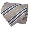 Silver Twin Stripe Classic Men's Tie and Pocket Square Set