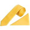 Plain Yellow Gold Satin Skinny Men's Tie and Pocket Square Set