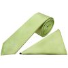 Plain Light Sage Boys Satin Skinny Tie and Pocket Square Set