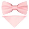 Pre Tied Blush Pink Satin Boys Bow Tie and Pocket Square Age 4-7