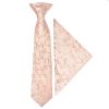 Pre Tied Rose Quartz Floral Boys Tie and Pocket Square Set Age 4-7