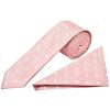 Pink Large White Spot Skinny Men's Tie and Pocket Square Set