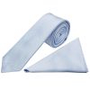 Plain Dusty Blue Boys Satin Skinny Tie and Pocket Square