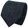 Mens Blue Herringbone Classic Tie and Pocket Square Set