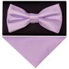 Plain Lavender Handmade Mens Bow Tie and Pocket Square Set