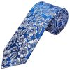 Mens Royal Blue Floral Silk Classic Tie and Pocket Square