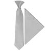 Pre Tied Silver Satin Boys Tie and Pocket Square Set Age 4-7