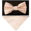 Light Peach Floral Handmade Mens Bow Tie and Pocket Square Set
