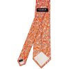 Mens Orange Floral Silk Classic Tie and Pocket Square