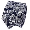Mens Navy Floral Silk Skinny Tie