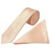 Peach and White Polka Dot Skinny Men's Tie Pocket Square Set