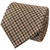 Mens Brown Gingham Classic Tie and Pocket Square Set