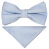 Pre Tied Dusty Blue Boys Bow Tie and Pocket Square Age 4-7
