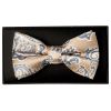 Champagne and Blue Paisley Handmade Mens Bow Tie