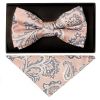 Pink and Blue Paisley Handmade Mens Bow Tie and Pocket Square Set